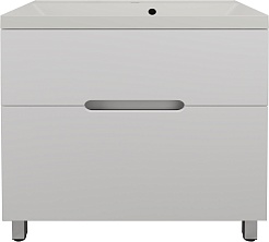 Style Line Тумба с кварцевой раковиной жасмин Матис 80 белая матовая – фотография-1